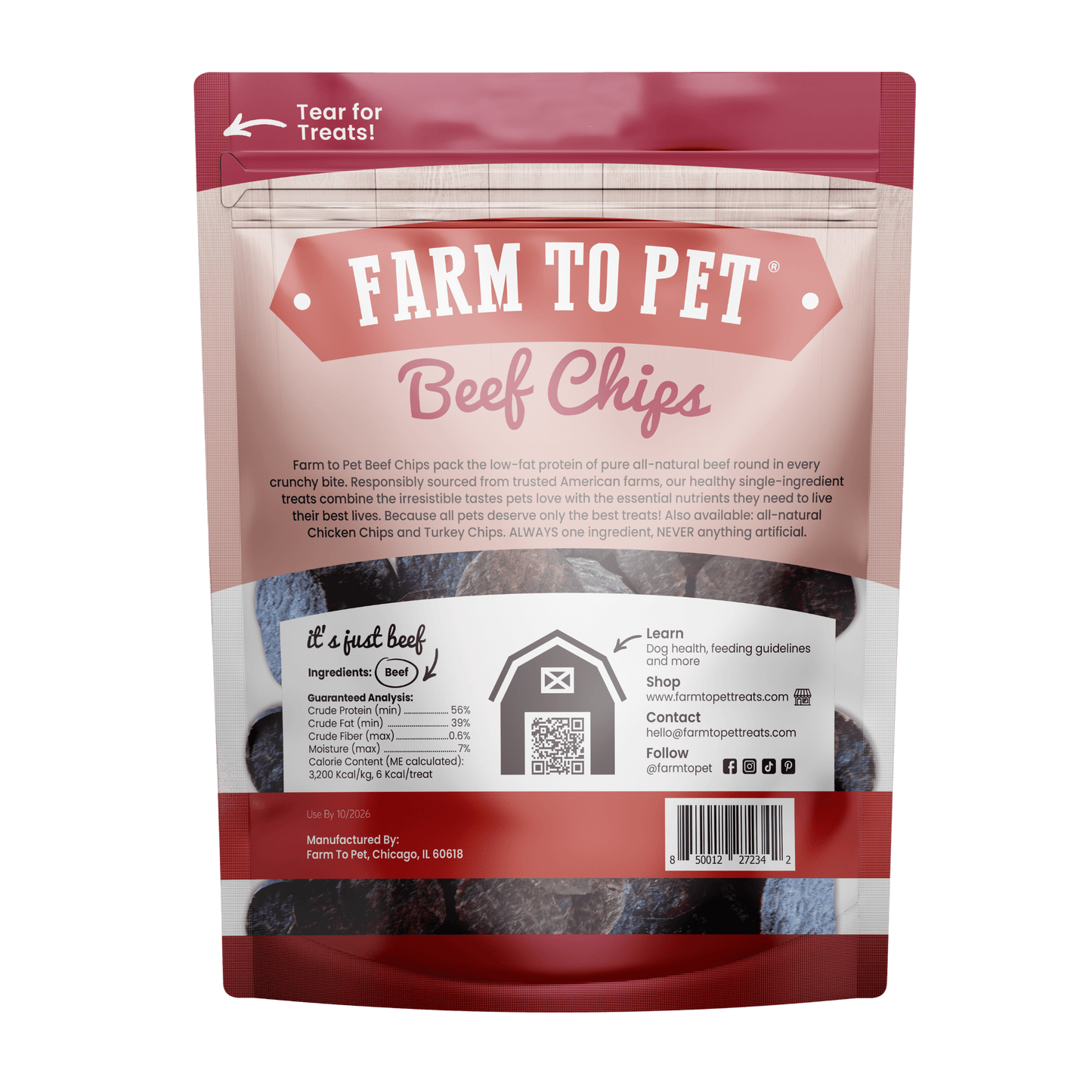 Beef Chips Dog Treats | Single-Ingredient Healthy Treats for Dogs
