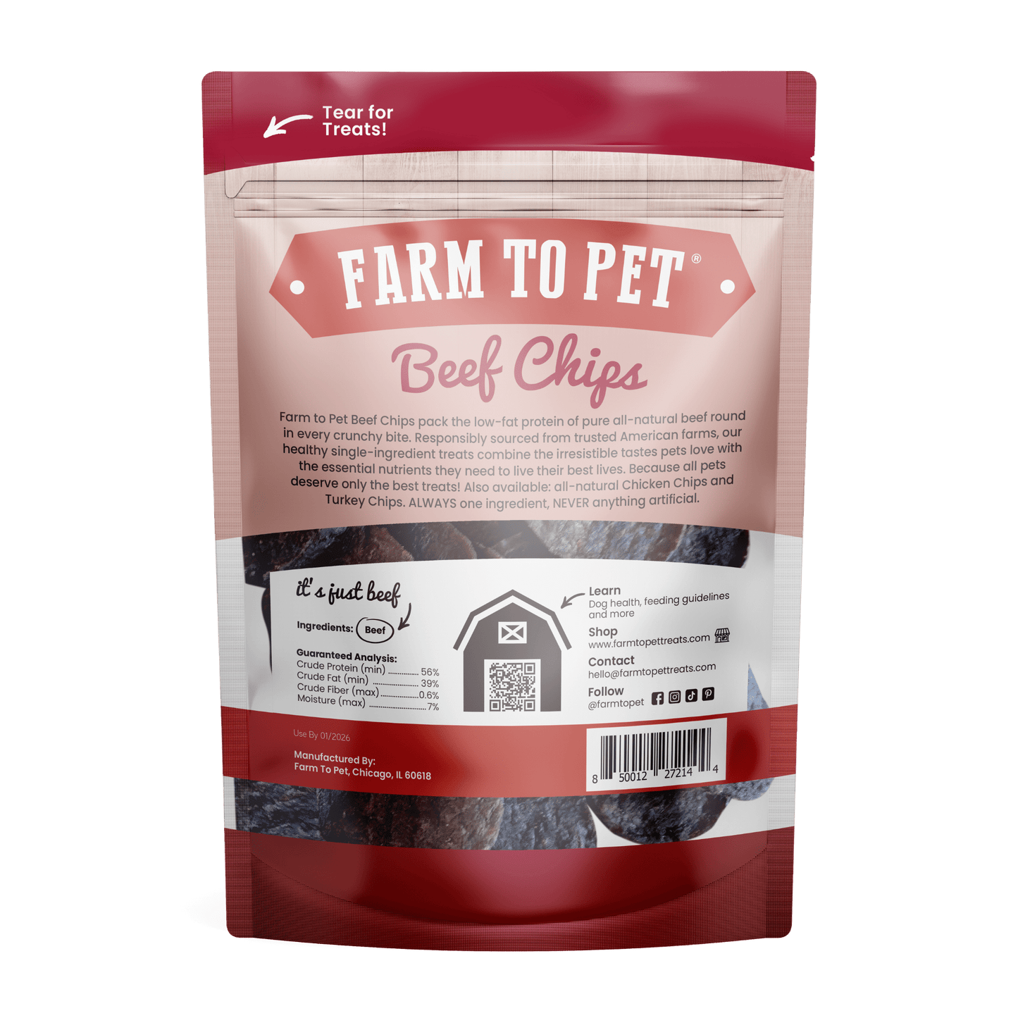 Beef Chips Dog Treats | Single-Ingredient Healthy Treats for Dogs