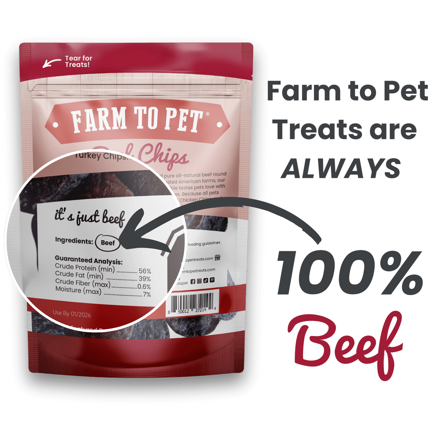 Beef Chips Dog Treats | Single-Ingredient Healthy Treats for Dogs